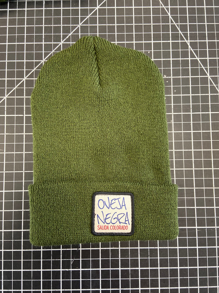 Knitted Stocking Hat with Patch