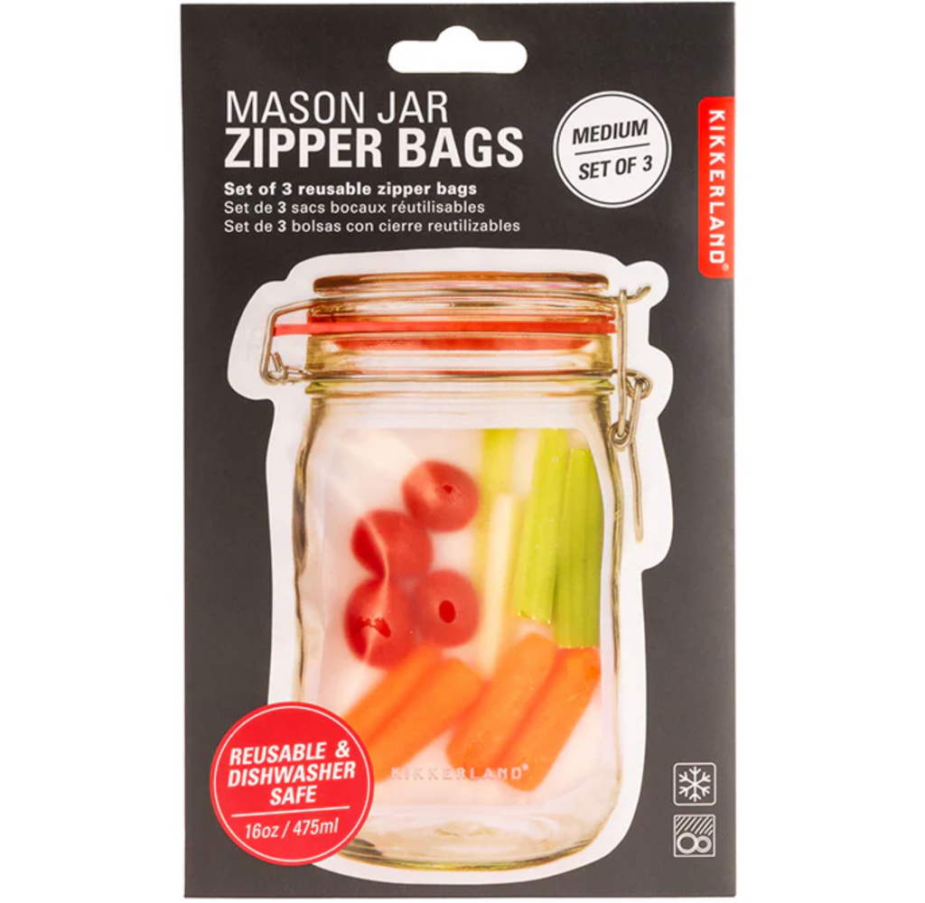Mason Jar Zipper Bags - 3 Pack