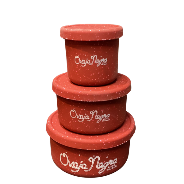 Lidded Bowls, Speckled Red Collection